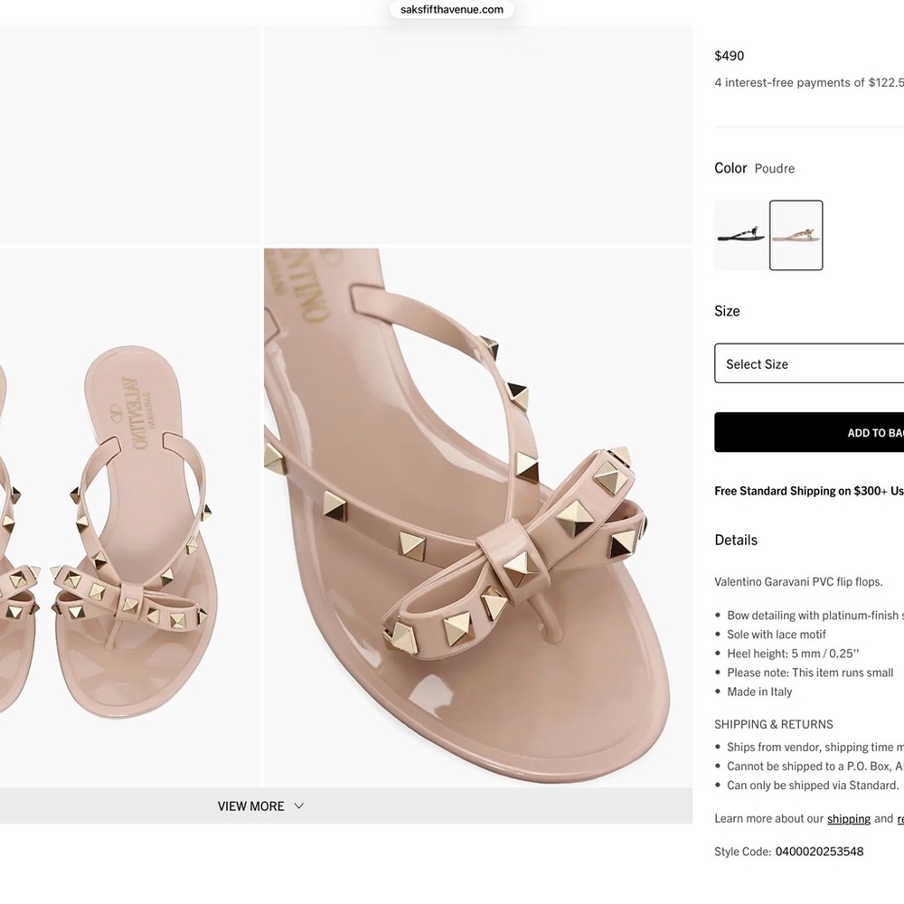 Valentino Poudre Rockstud Bow PVC Flip Sandals